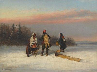 Cornelius Krieghoff A Wayside Chat Norge oil painting art